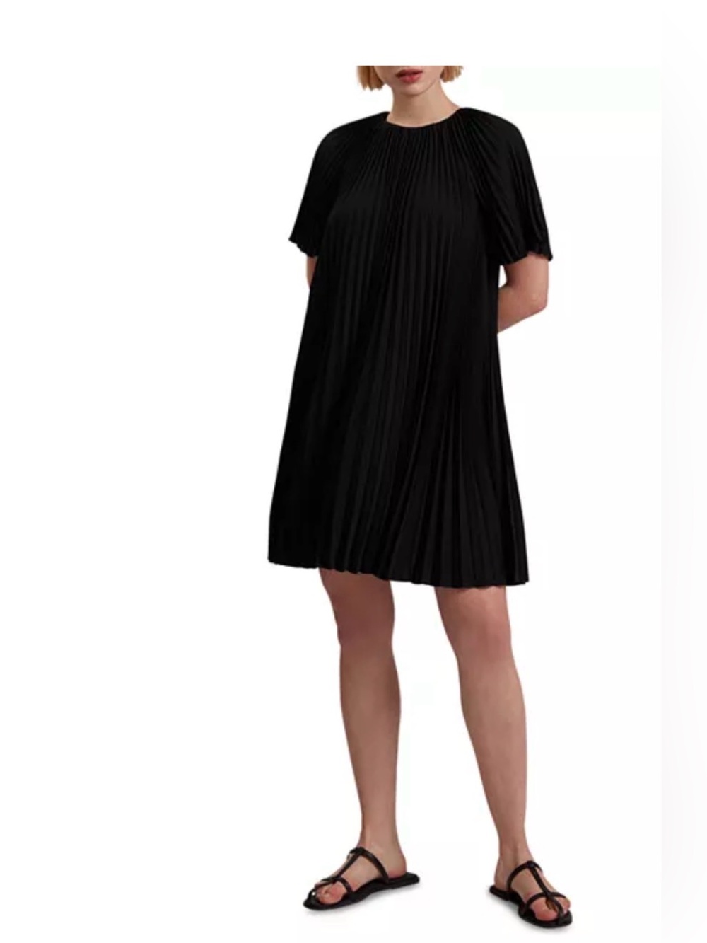 Ted Baker Black Pleated Short-Sleeve mini Dress